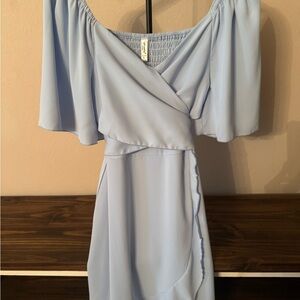 Forever 21 Light Blue Off-Shoulder Midi Dress